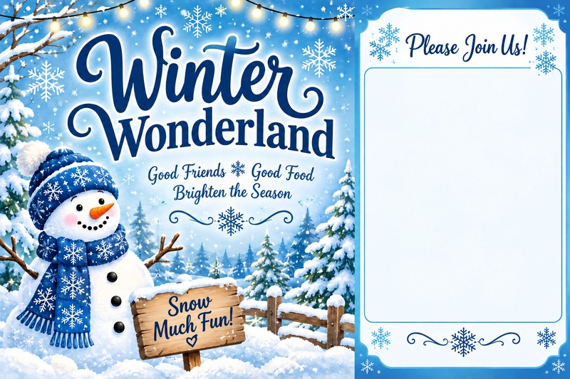 Preview of editable Winter Wonderland promotional postcard
